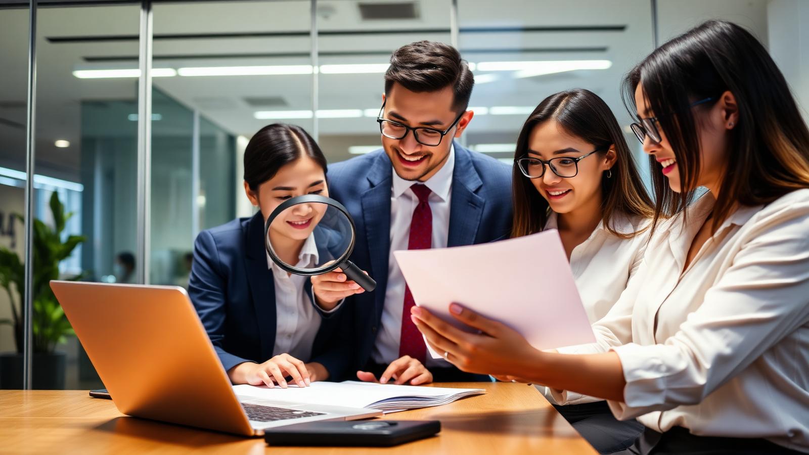Professional team reviewing screening documents
